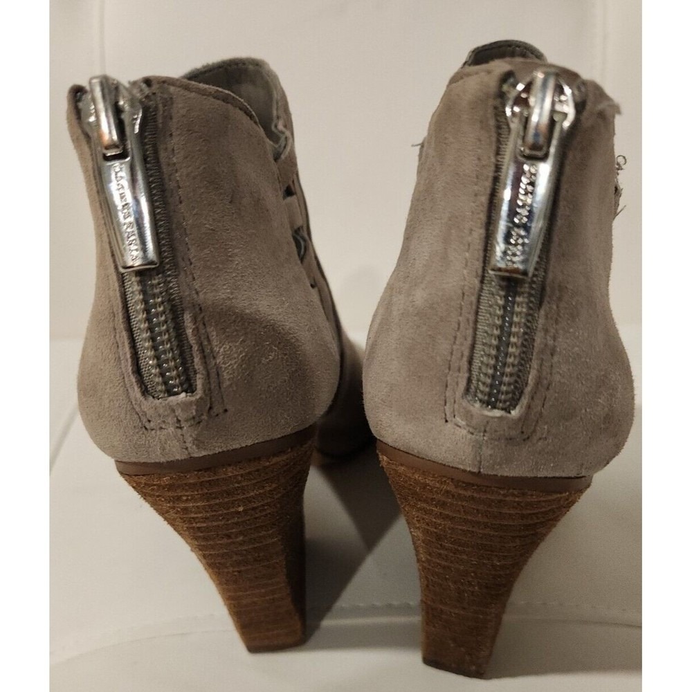 Vince Camuto Peep Toe Suede Cutout Booties Wedge Heel Zipper Boot‎ Gray Size 7.5 - Picture 5 of 9